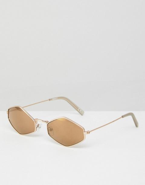 Gafas De Sol Con Diseño Hexagonal En Marrón De Asos-dorado