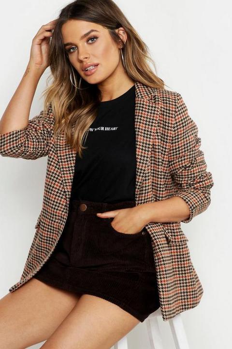 brown check coat women's