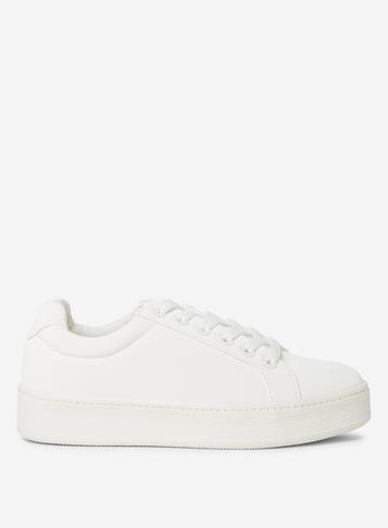 womens white lace up trainers