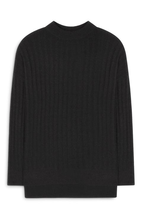 Maglione Nero A Coste Grandi