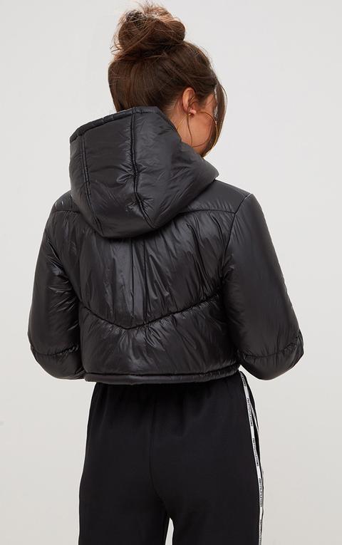 Black Flared Sleeve Puffer Jacket