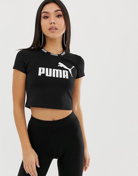 Puma - Amplified - Top Corto Nero Con Fettucce - Nero