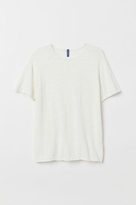 H & M - T-shirt In Maglia Fine - Bianco