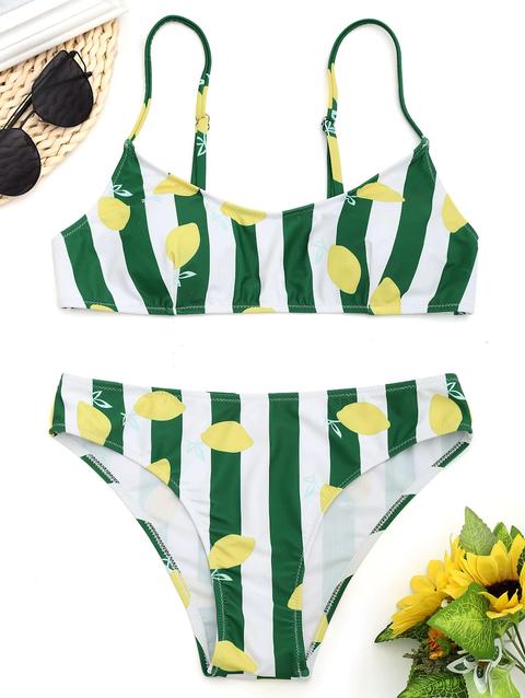 Lemon Striped Bikini Set