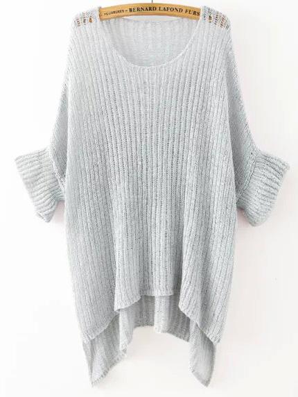 Jersey Cuello Redondo Suelto -gris