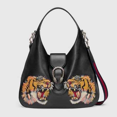 Bolso De Hombro Dionysus Grande De Piel Bordado