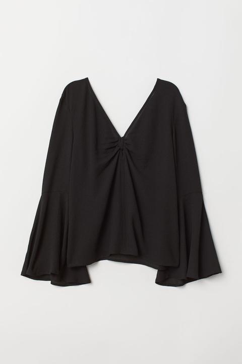 Blusa En Tejido De Crepé - Negro