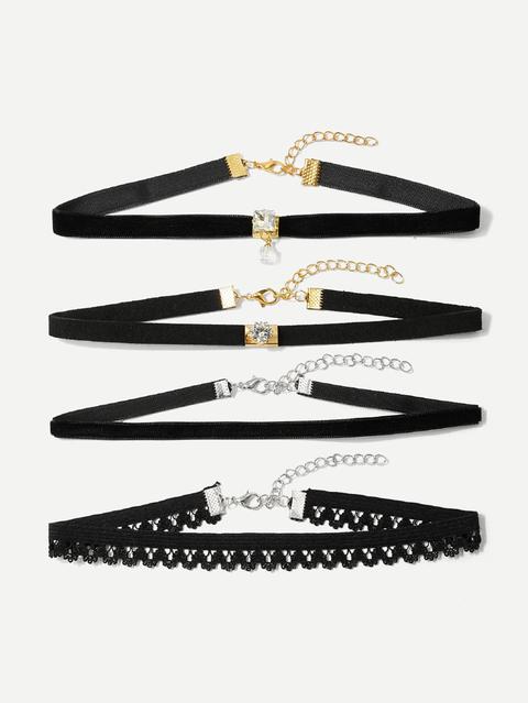 Lace Detail Choker Set 4pcs