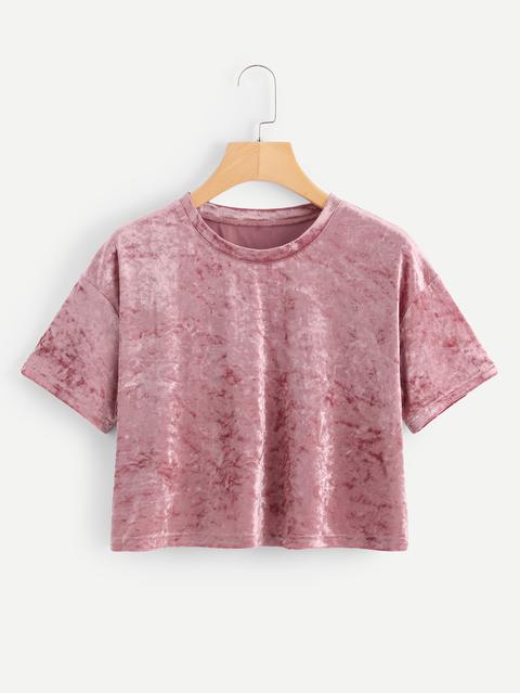 Velvet Drop Shoulder Crop Tee