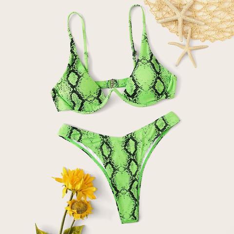 Snakeskin Underwire Top With High Cut Bikini