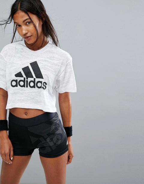 Adidas Training - Aeroknit - T-shirt Bianca Corta - Bianco