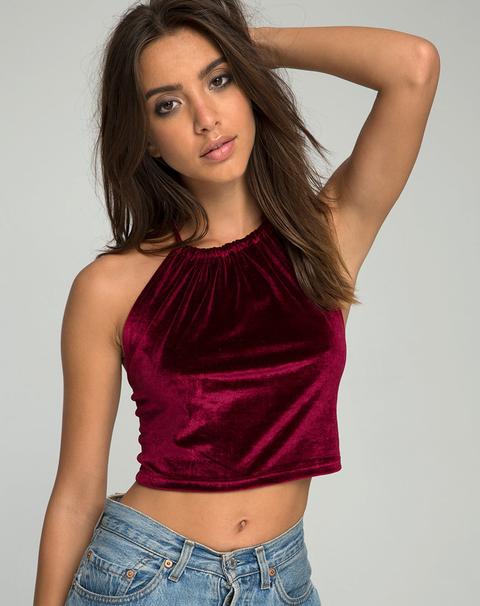 Phoebe Crop Top In Velvet Raspberry By Motel