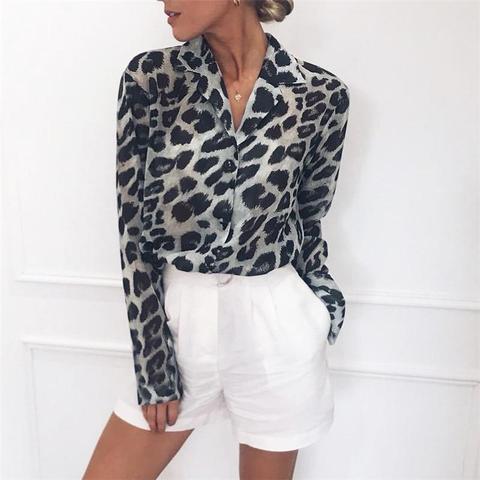 Camicia Camy Animalier Leopardo A Maniche Lunghe