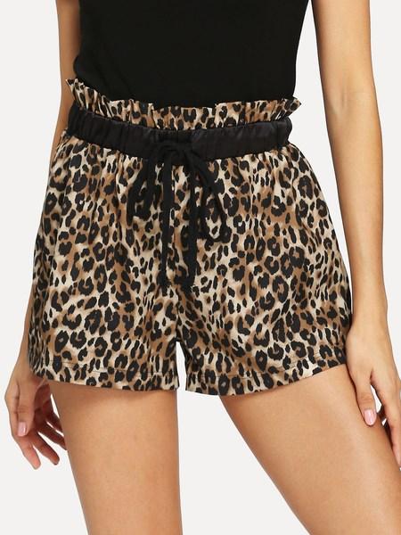 Shorts Leopardo Ribete Fruncido