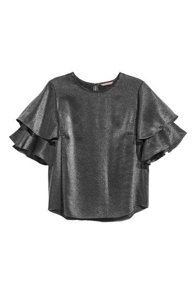 H & M - H & M+ Blusa Con Volantes - Negro