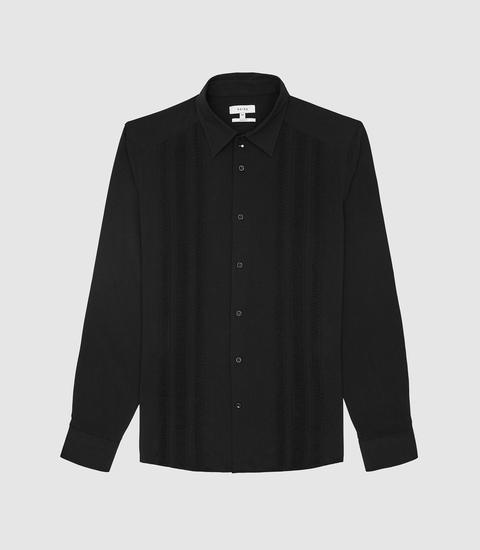 Reiss Rafiel - Lace Detailed Shirt In Black