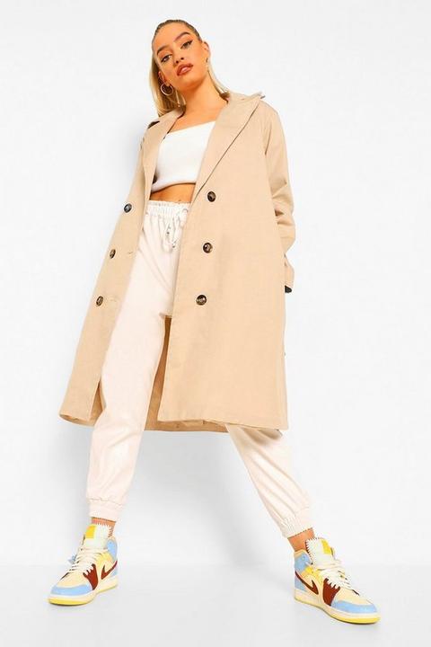 Womens O Ring Detail Belted Trench Coat - Beige - 8, Beige