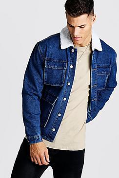 Giubbotto Di Jeans Con 4 Tasche E Colletto In Montone di Boohoo su 21  Buttons