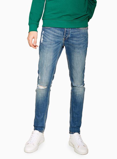 topman mid wash stretch skinny jeans