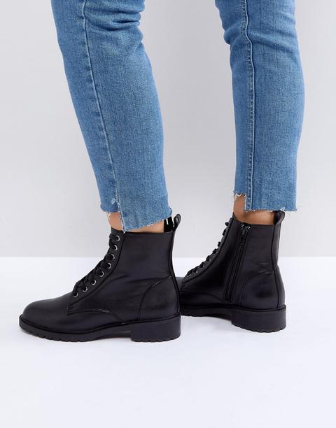 Steve Madden - Officer - Stivaletti Piatti Stringati In Pelle - Nero