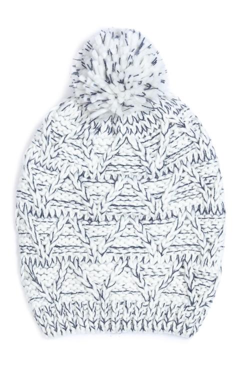 Gorro De Punto Geométrico Gris