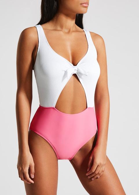 Ribbed Cut Out Swimsuit