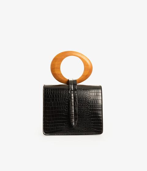 Bolso Flap Asa Madera Negro