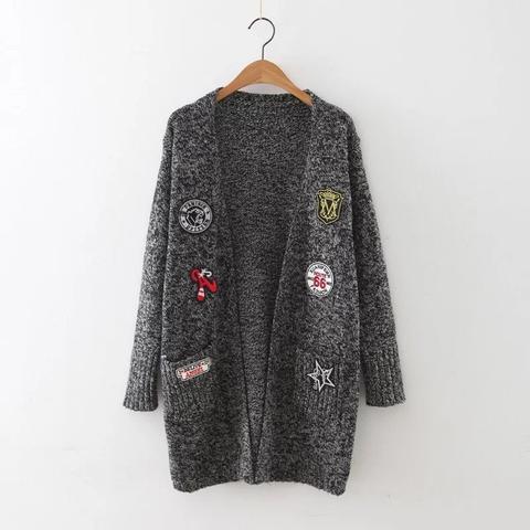 Cardigan Lungo Con Tasche Patch - Nero