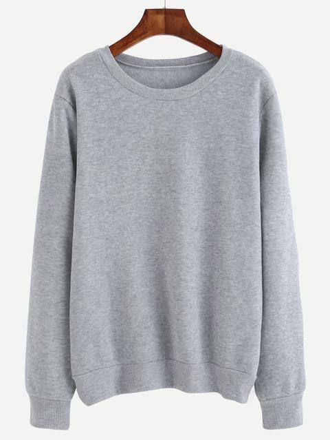 Heather Grey Letter Print Pullover Sweatshirt