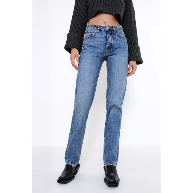 mid rise full length jeans zara