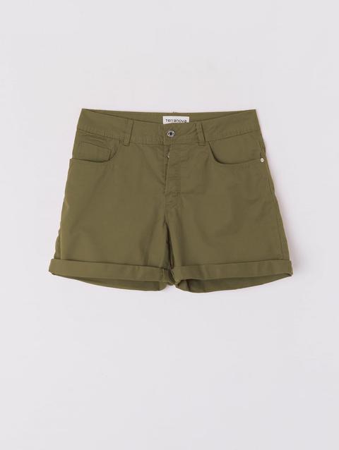 Bermuda In Twill Verde Militare