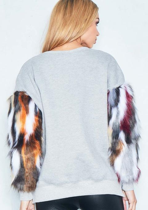 Faux fur 2024 sleeve jumper