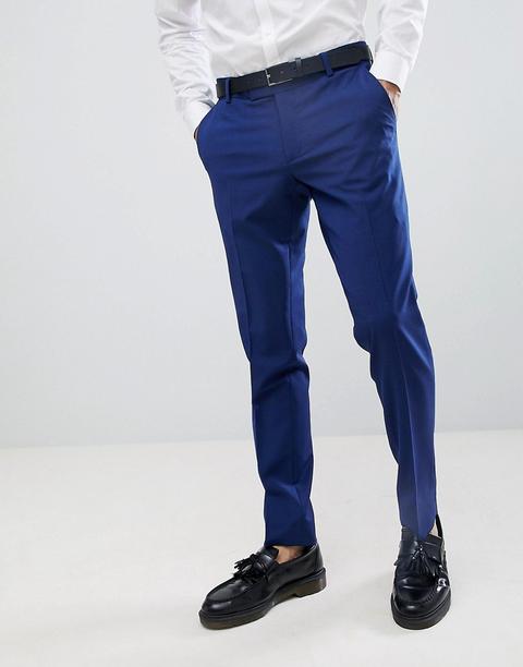 Esprit - Pantaloni Da Abito Slim Blu Reale - Blu