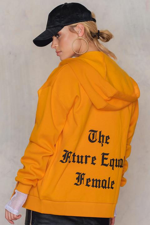 The Future Equals Female Zipped Hoodie Orange