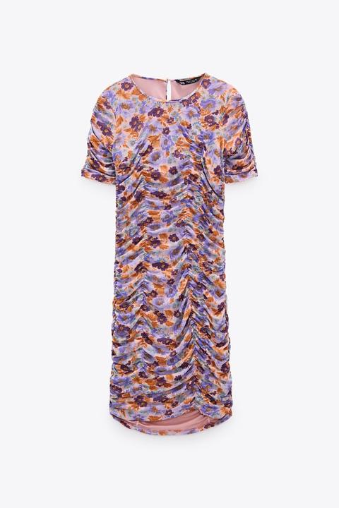 Vestido Estampado Drapeado