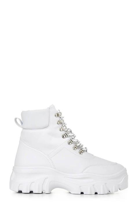 White Chunky Lace Up Trainer Boots from 