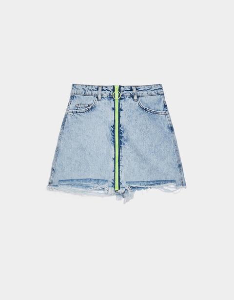 Falda Denim Con Cremallera