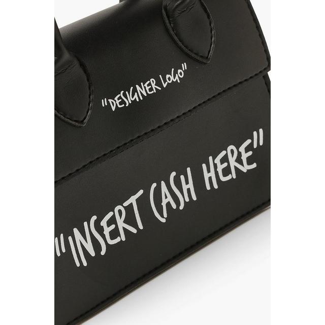 insert cash here slogan structured cross body bolsa