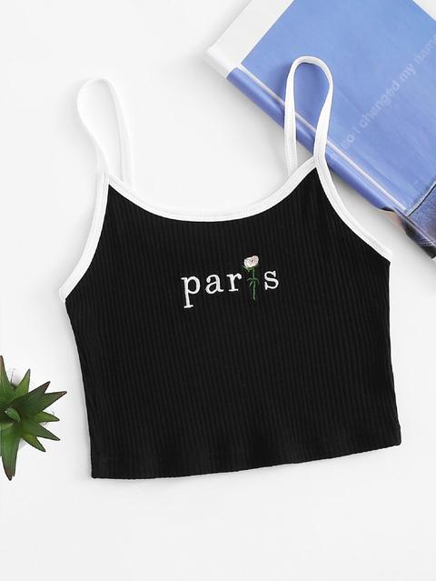Top Cami Crop Con Ricamo