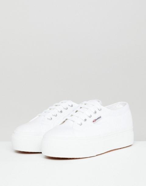 Zapatillas Deportivas Blancas Con Suela Gruesa Y Plana De Lona 2790 Linea De Superga-blanco