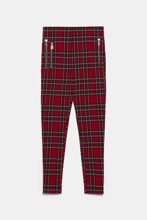 Check Leggings With Zips
