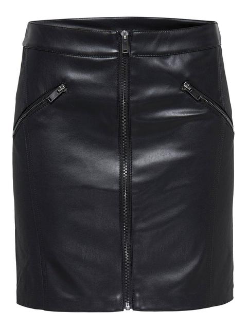 Only Kunstleder Rock Damen Schwarz