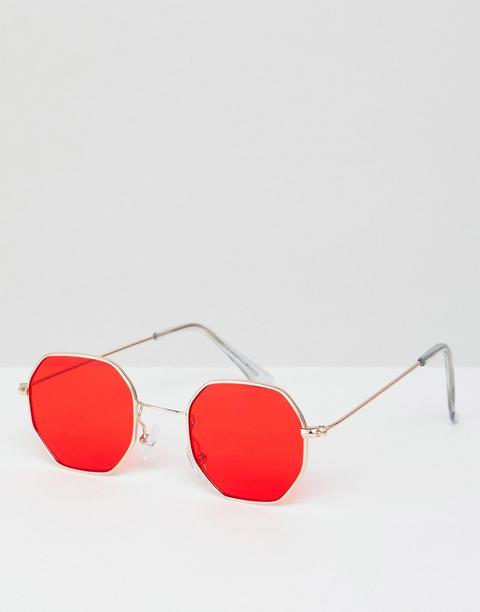 Gafas De Sol Con Montura Hexagonal Y Lentes Rojas De 7x de ASOS 21