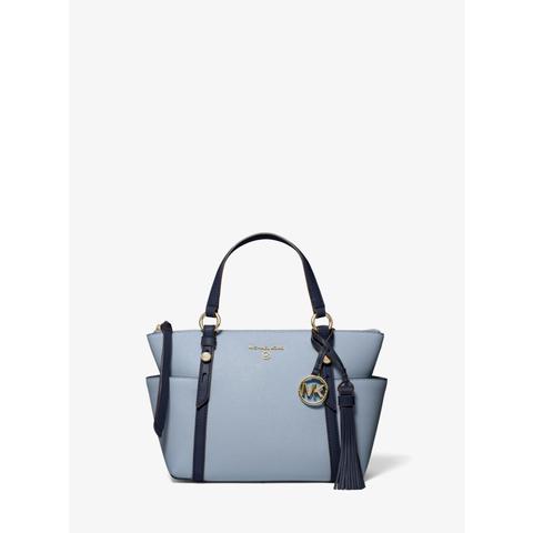 Mkbolso Tote Sullivan Pequeño De Piel Saffiano En Dos Tonos Con Cremallera Superior - Azul Pálido/azul Marino(azul) - Michael Kors