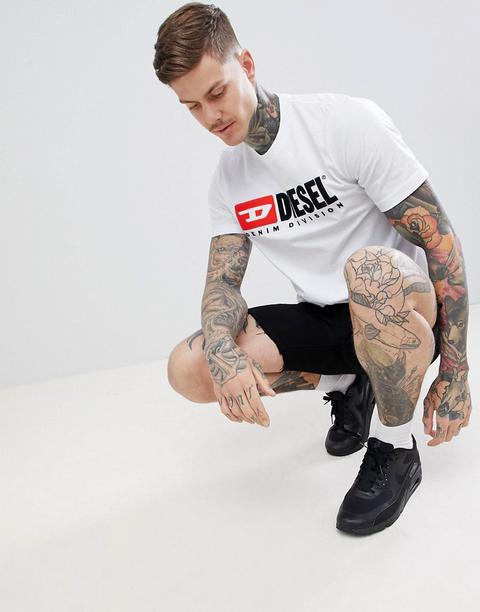 Camiseta Blanca Con Logo T-just-division Industry De Diesel