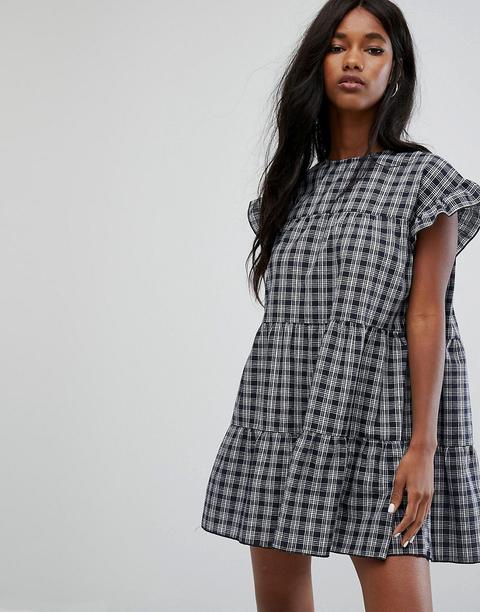 Prettylittlething Check Smock Mini Dress