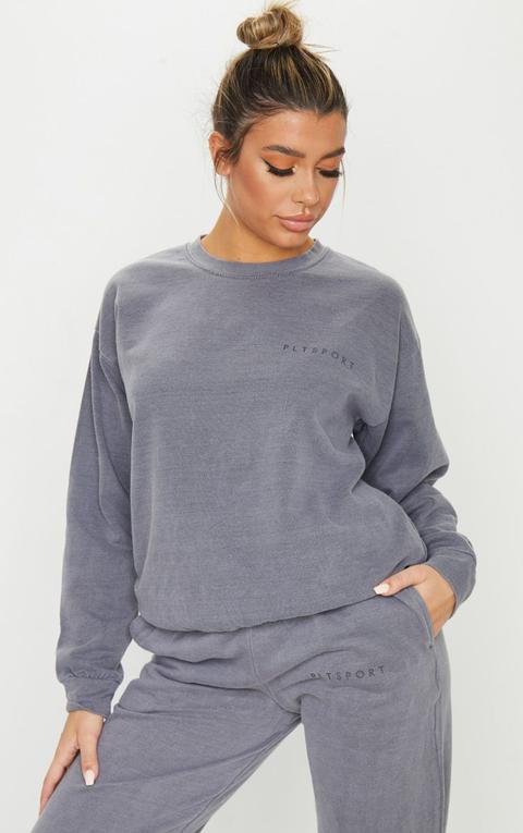 Prettylittlething Charcoal Sports Sweater