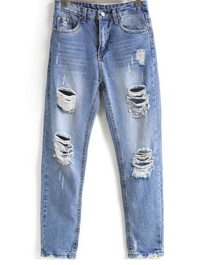 Pantalones Vaqueros Lavados Bolsillosazul