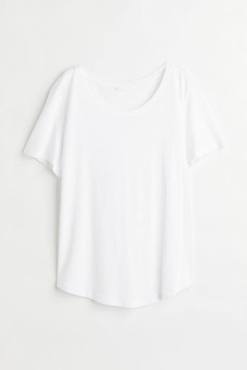 Camiseta En Mezcla De Modal - Blanco