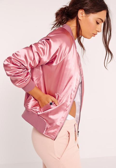 Premium Satin Bomber Jacket Pink